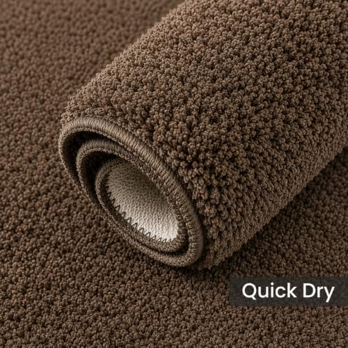 Image of Pack of 1 Quick Dry Water Absorbing Rectangular Micro Floor Mat | Anti-Skid & Non-Slip Cushion Doormat for Home, Kitchen, Office, Washroom - (R Coffee, 40x60 cm)