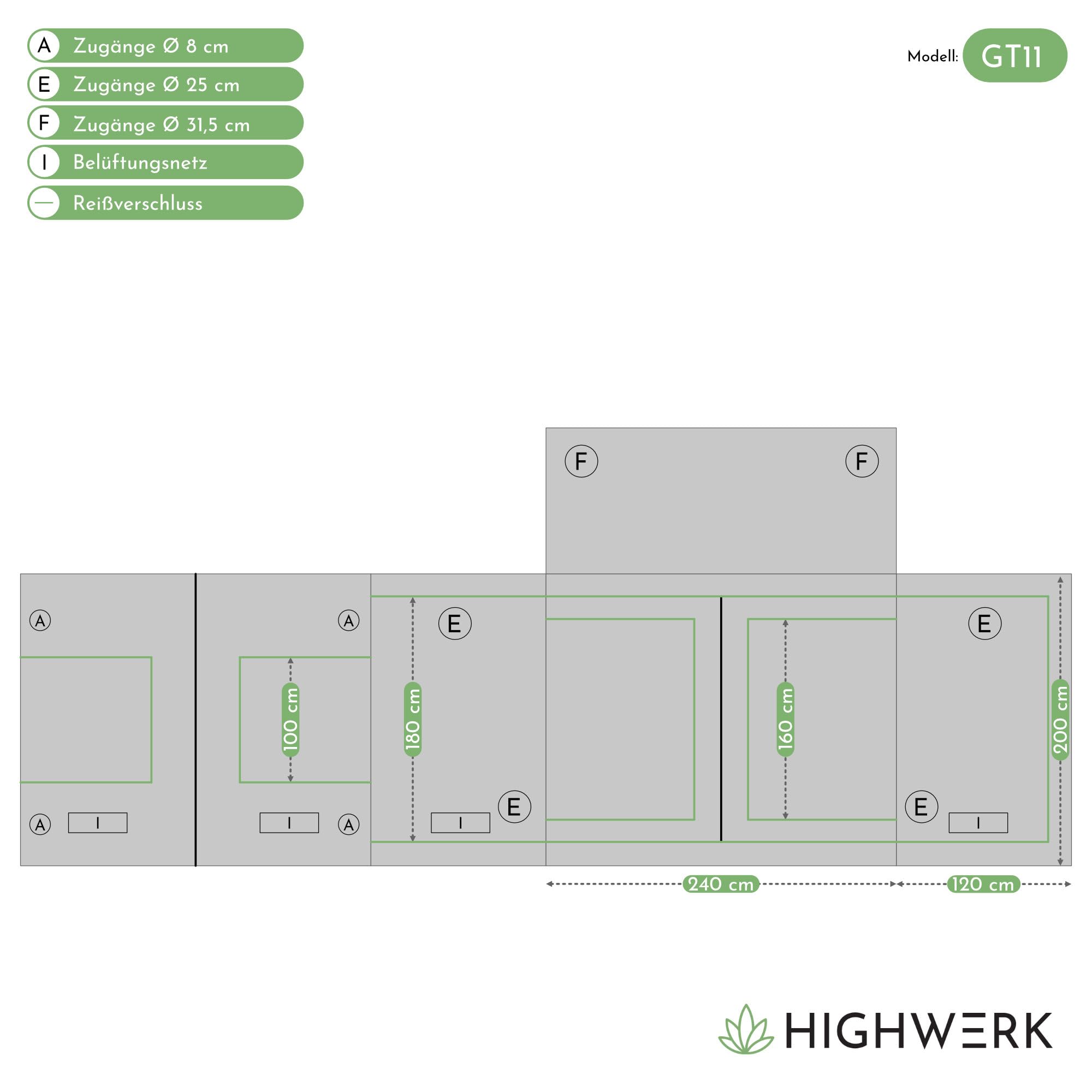Tenda da coltivazione 240 x 120 x 200 cm | MyHomeGrow Grow Tent, grigio | Tenda da coltivazione indoor per la coltivazione di piante | Growbox, Homegrow, armadio da coltivazione