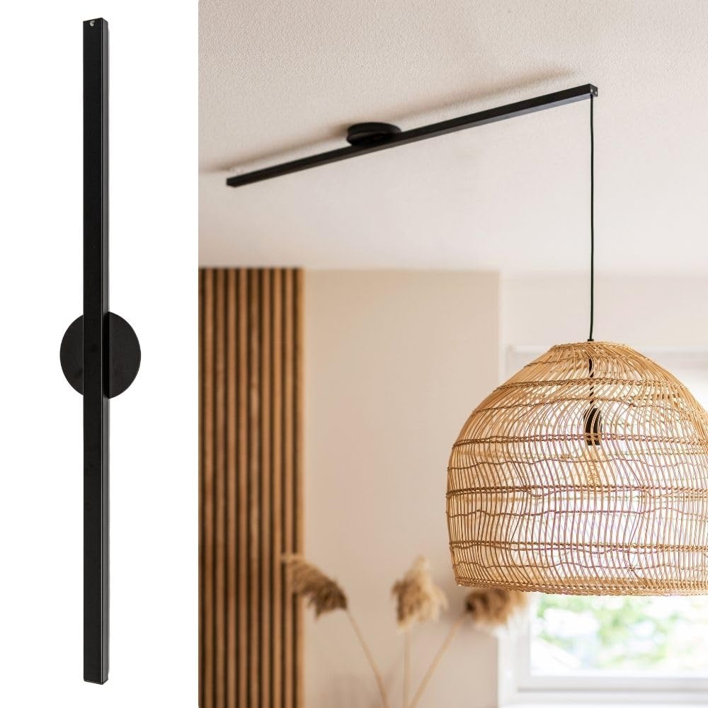 Lightswing® Single Sistema de Suspensión para 1 Lámpara Colgante - Negro Mate - 90 cm - Sistema de Lámpara Ajustable - Fácil de Instalar - Soporte Lámpara Techo - Lámpara de Techo