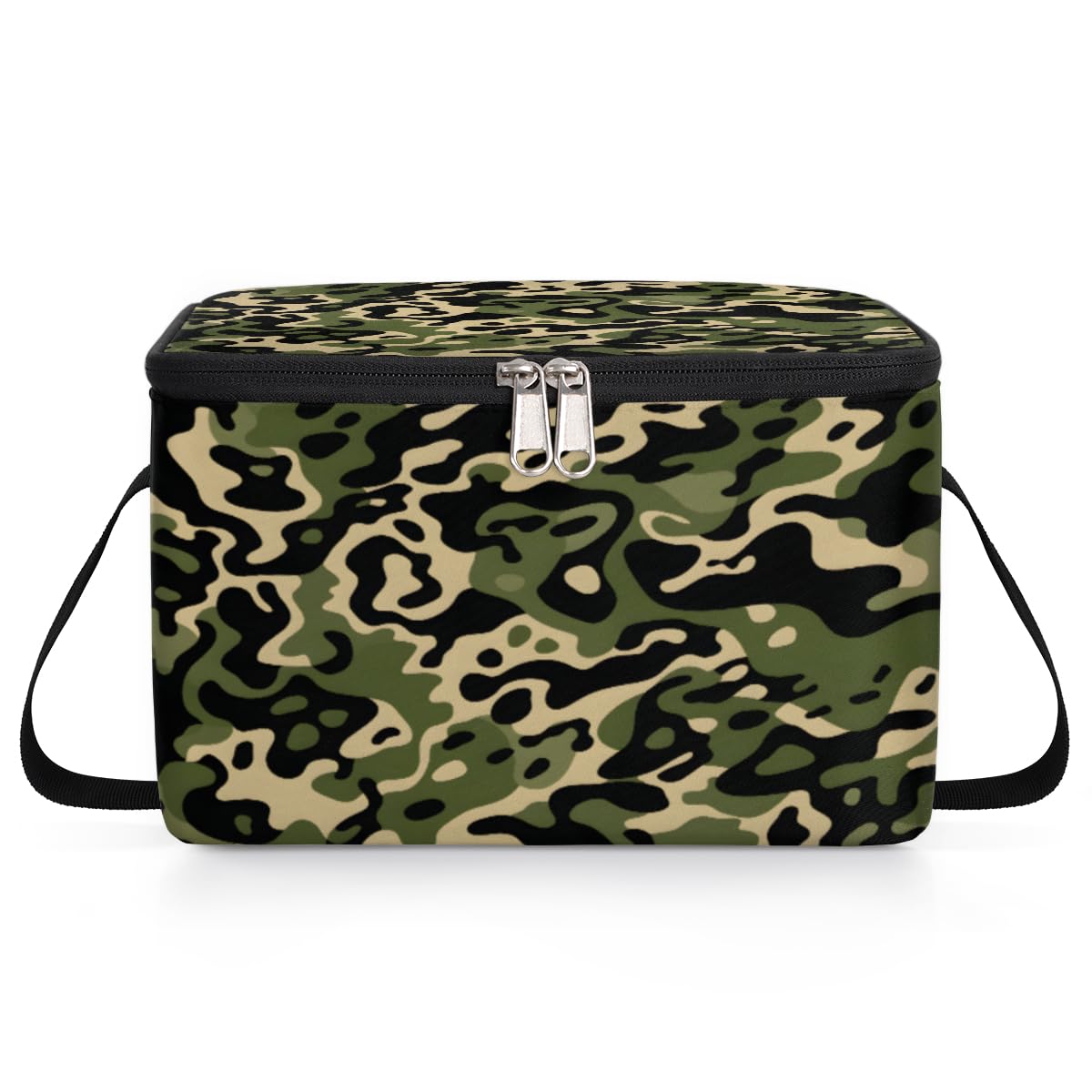 GzLeyigou Camo Skin Lunch Bags for Women Men 9 Cans, Hot & Cold Food Delivery Bag Insulated Grocery Bag Insulated Lunch Box Military Texture Cooler Bag for Office Work Picnic Beach
