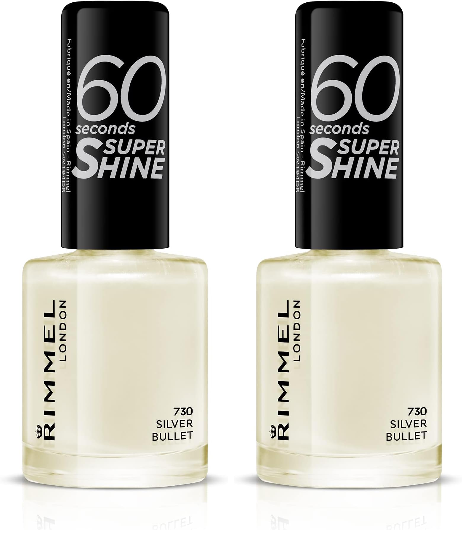 Rimmel 60 Seconds Super Shine Nail Polish - Silver Bullet (Pack of 2)