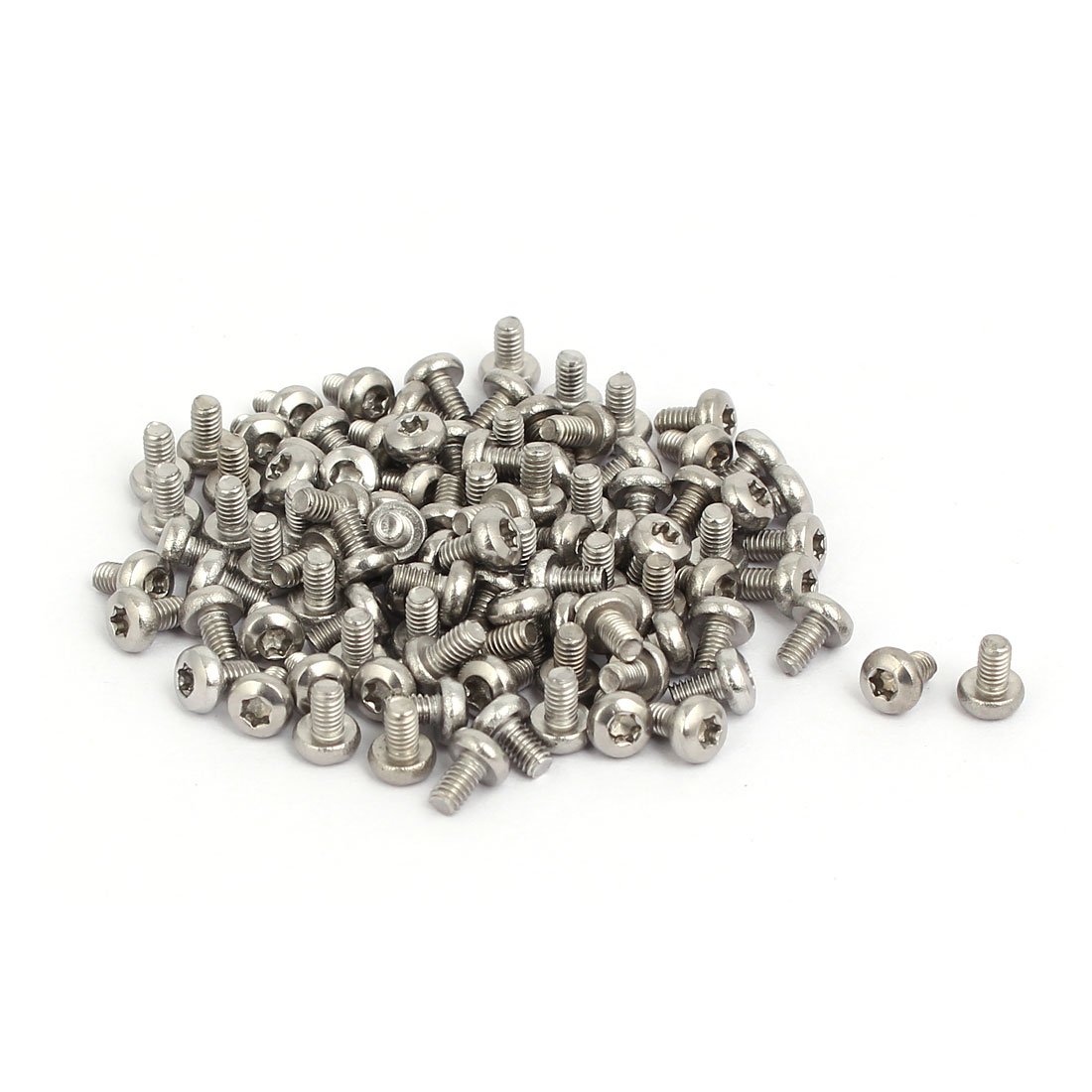 Sourcingmap M2.5 x 4mm 304 Stainless Steel Button Head Torx Socket Screws Fastener 100pcs, Silver, M2.5x4mm