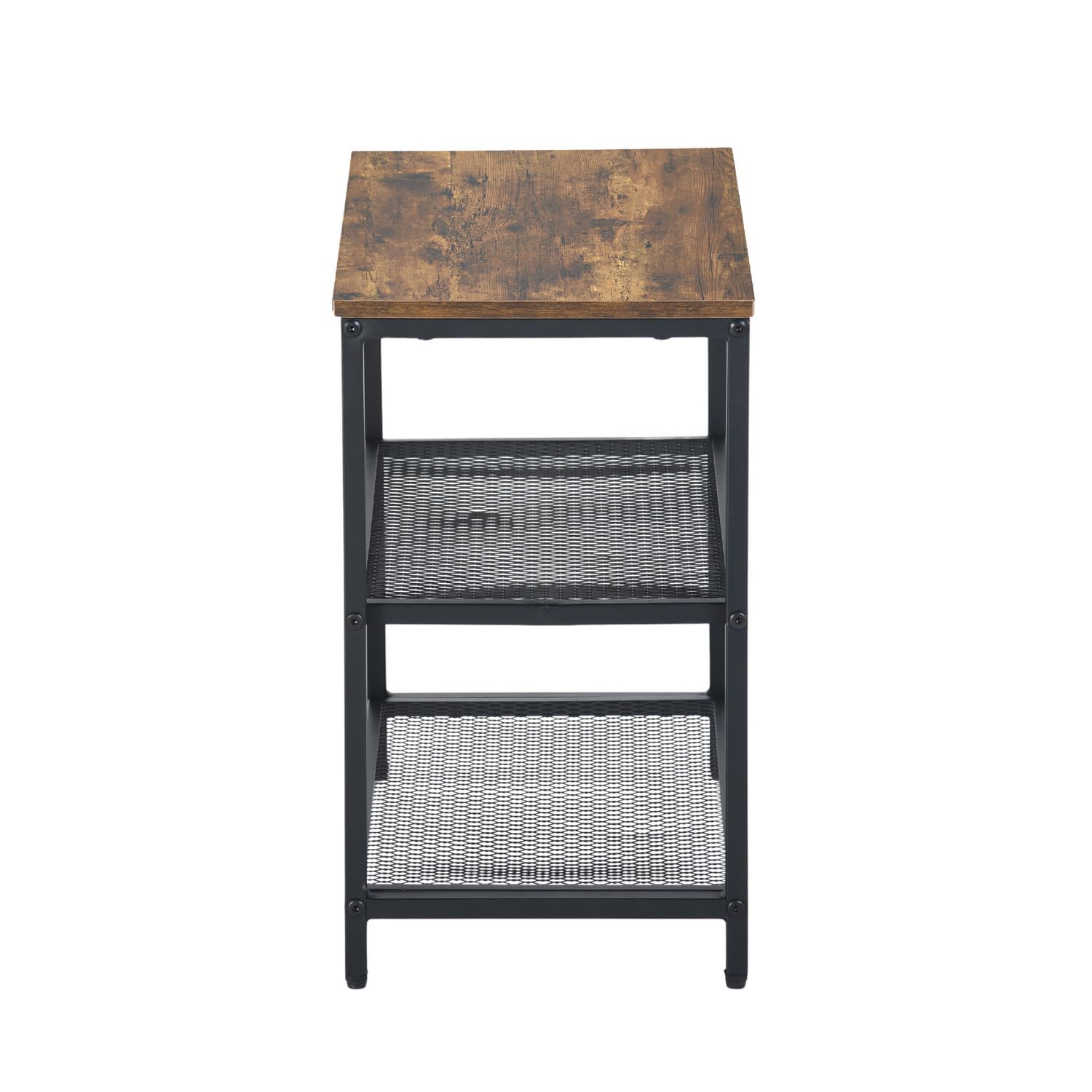 FurnitureR 3-Tier Storage Organizer, Small Console Table, Entrance Rack, Side Table with 2 Layers of Mesh, Metal Frame, Upright Shelf for The Home, Sofa End, Kitchen, Dining, Living, Hallway - 4