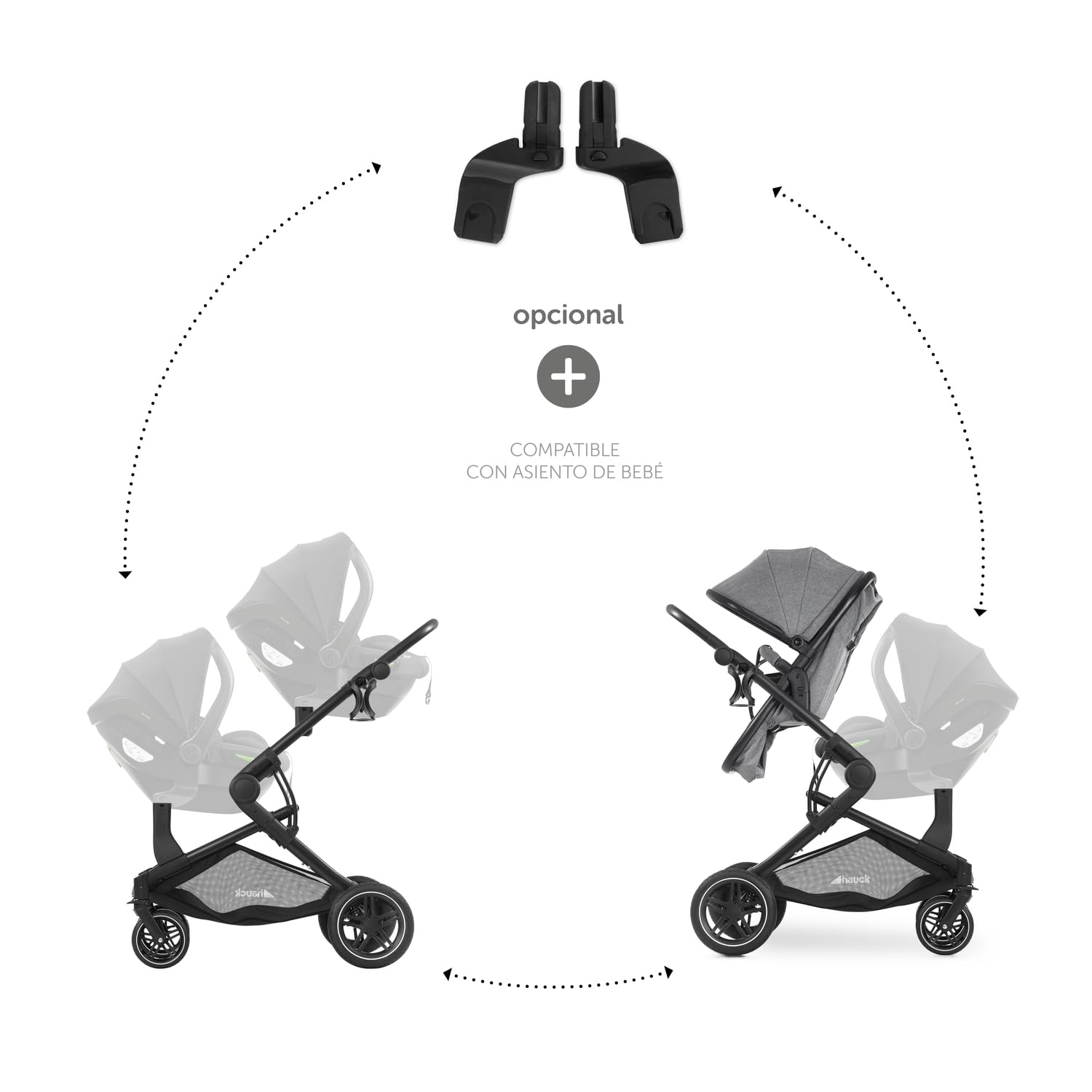 Hauck Adaptador universal Atlantic Twin tándem cochecito doble cochecito cochecito