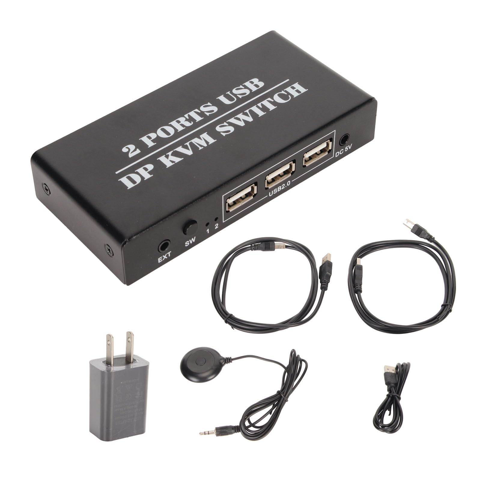 DisplayPort KVM Switch, 2 Ports 4K 60Hz DP KVM Switcher Dual Mode Aluminum Alloy Displayport Switch for Win 10 8 7 for Vista (US Plug)-image-8