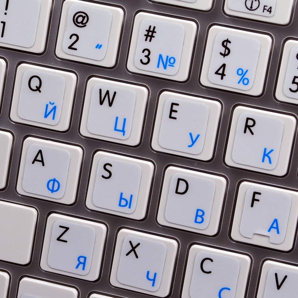 MAC English-Russian Cyrillic Keyboard Labels Layout ON White Background