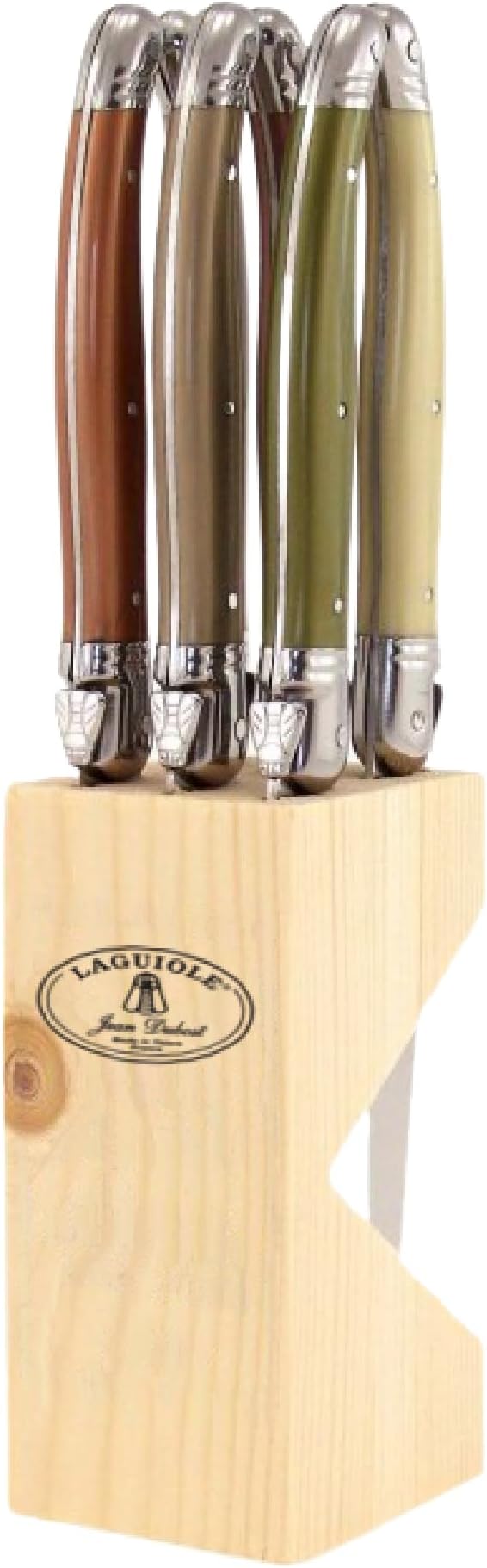 Laguiolel Cutlery Set with 6 Steak Knives in Wooden Block, Mineral