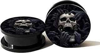 Skull Ear Gauges Plugs and Tunnels Ear Stretcher Expander 6mm-25mm 316L Stainless Steel Screw Ear Plug Piercing Jewelry