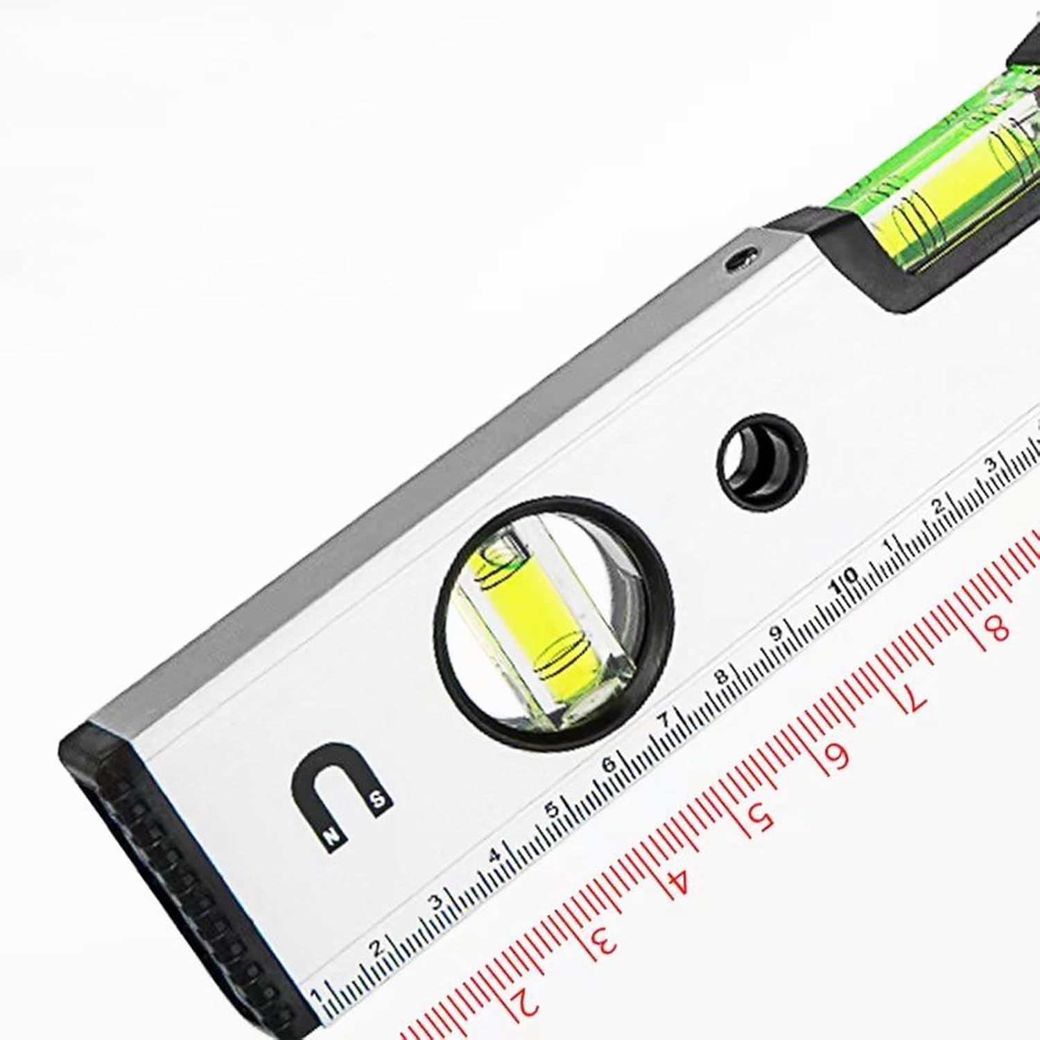Magnetic Torpedo Level with Ruler Scale – Heavy-Duty Spirit Level Tool with Strong Magnets, 3 Bubble Vials for Vertical, Horizontal & 45° Angles – Durable Construction for Home & Professional Use