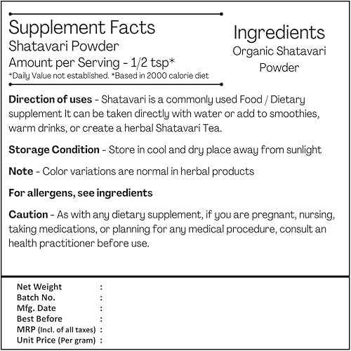 Miniatura 3 de Just jaivik 100 Shatavari orgánico en polvo orgánico 12libra227g Racemosus de espárragos rejuvenative USDA para Vata y Pitta Que Promueve la