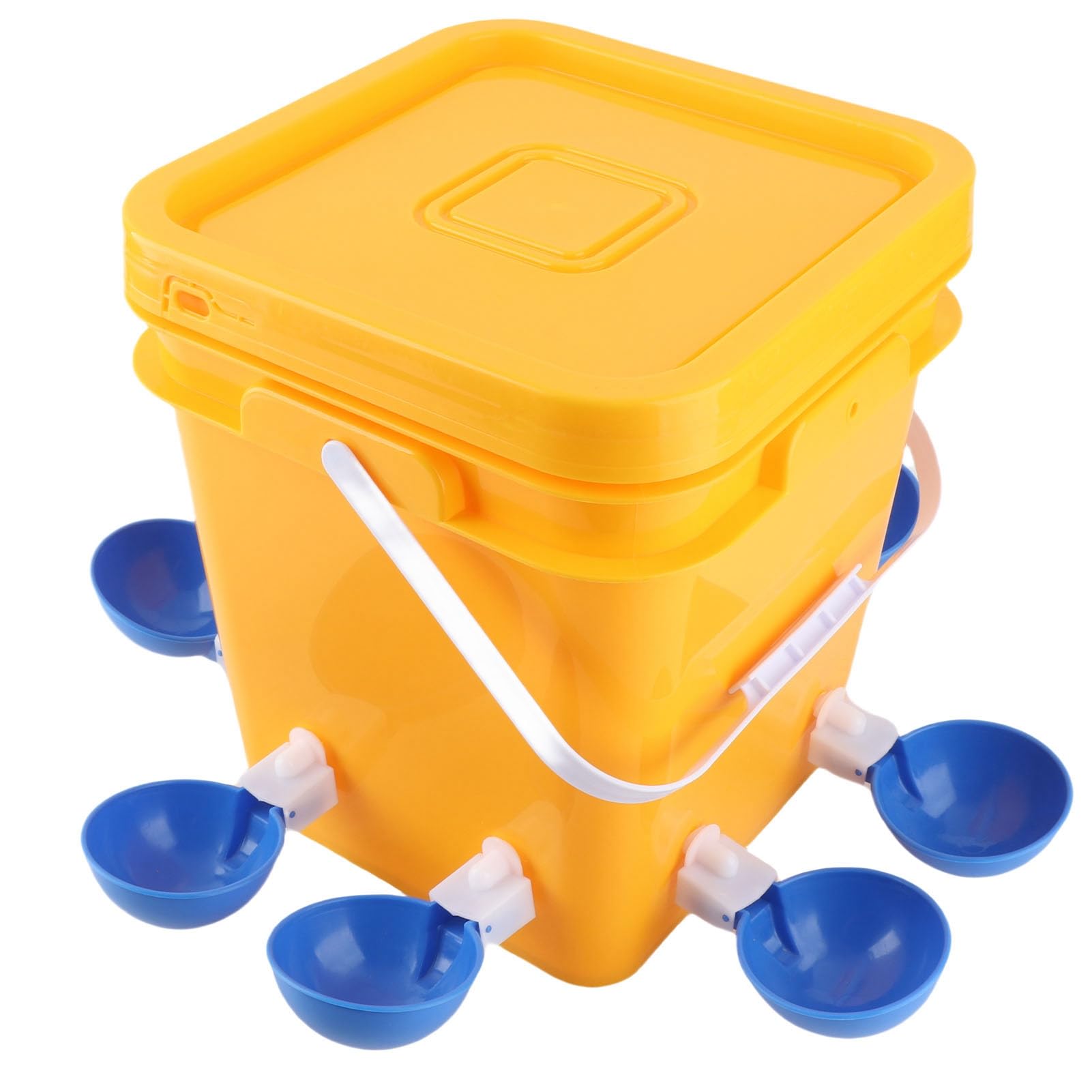 Dilwe Bebedero Automático para Aves de Corral de 12L con Práctico Cubo, Equipo de Bebida Confiable para Pollos y Pájaros (Cubo + Tazón Azul Grande + Tornillos Negros)