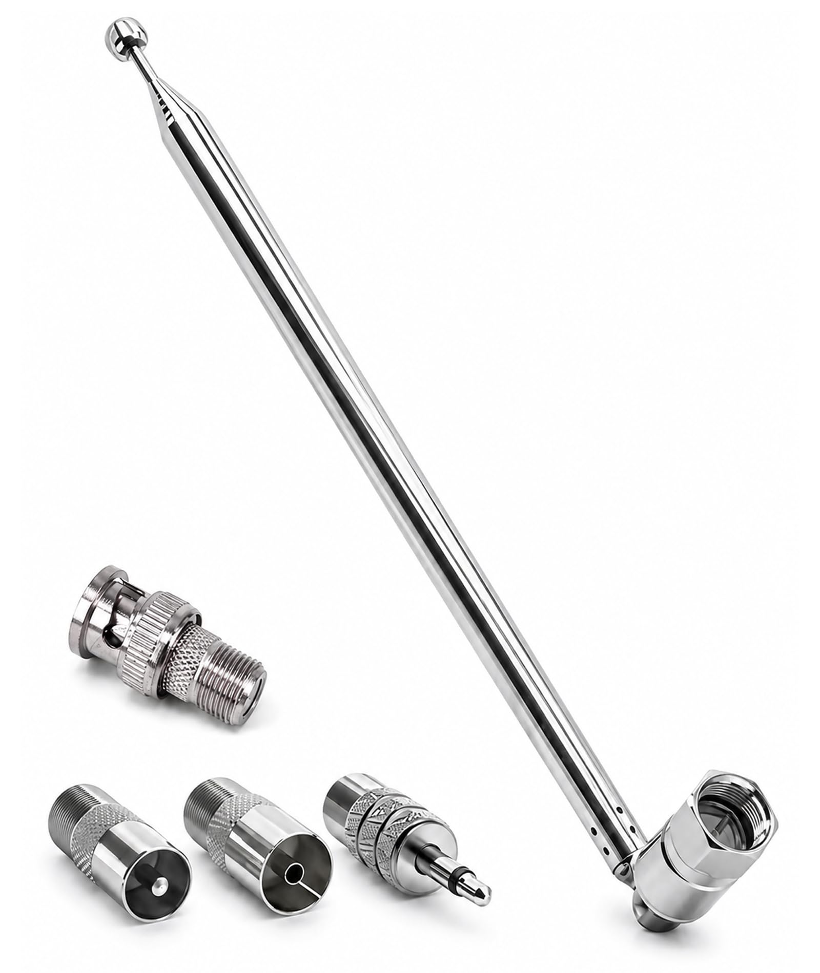 5 PCS Fm Antenna for Home Radio, Fm Radio Antenna F Type Male Plug Connector with Includes 1pcs Antenna and 4pcs Types connectors, AV Receiver with Fm Telescopic Antenna-image-5