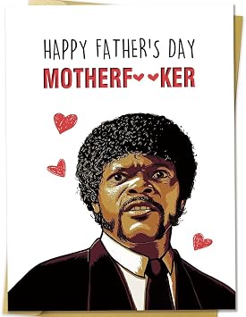 OJsensai Naughty Samuel L Jackson Fathers Day Card, Pupl Fiction Gift for friend, Humorous Fathers Day gift for Him, Rude Card
