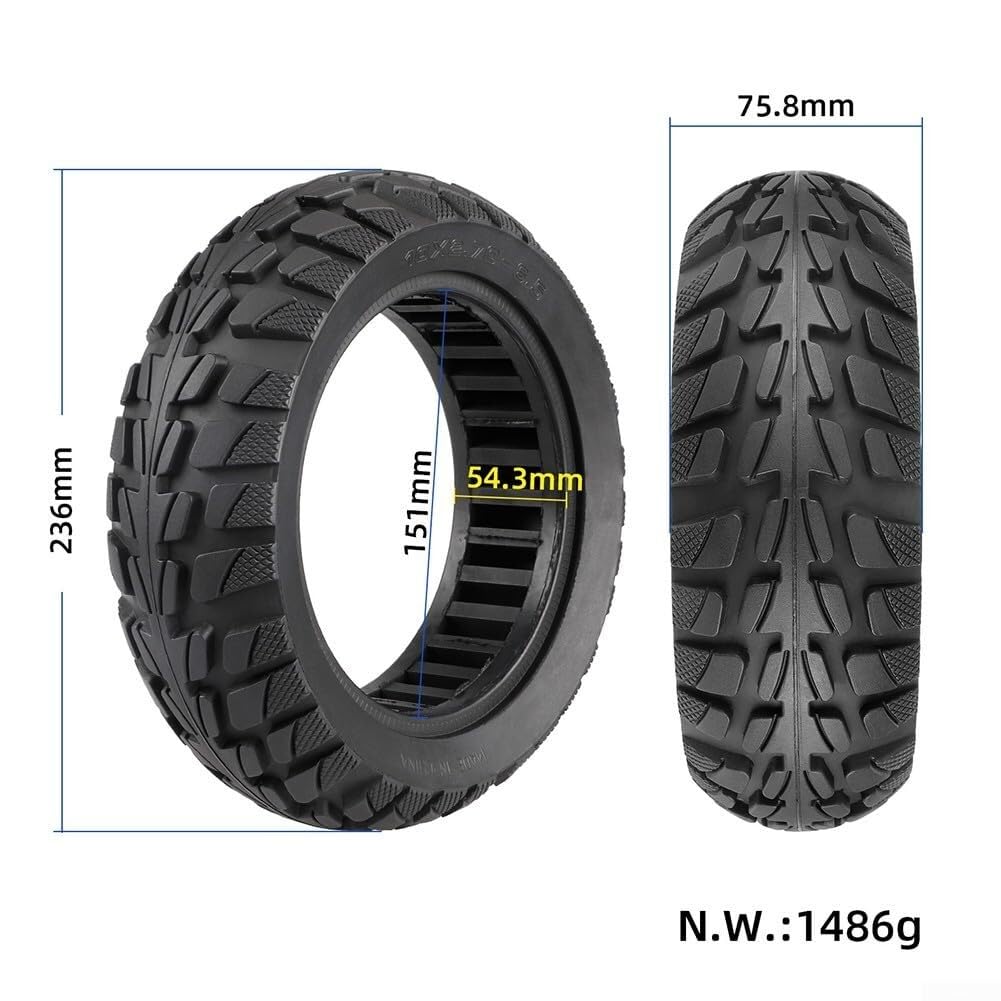 Pneumatico Pieno da 10 Pollici 10x2.70-6.5, Pneumatico in Gomma Antiforatura, Accessori per Ruote Senza Manutenzione, per Bici Elettriche, Monopattini Elettrici