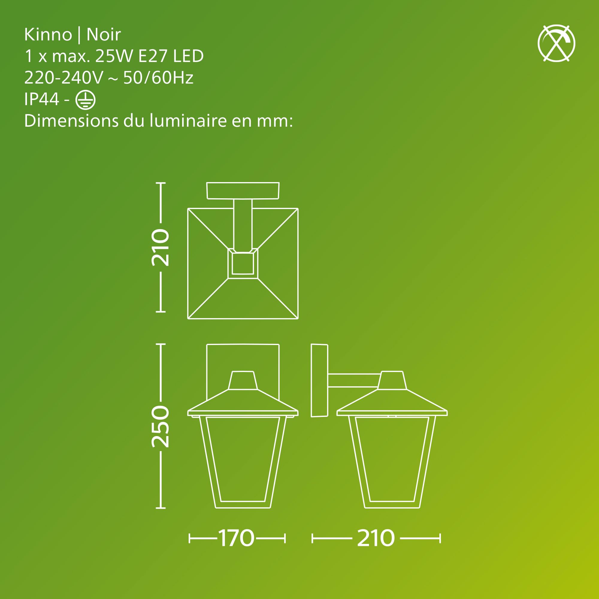 Image secondaire de Applique d'Extérieur Philips Kinno - Éclairage Noir E27 25W