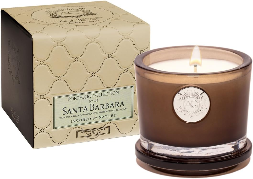 Aquiesse Santa Barbara Small Candle in Gift Box, Smoke Brown Home & Kitchen