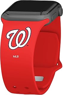 Game Time Washington Nationals Silicone Sport Watch Band Compatible with Apple Watch (42/44/45mm Red)