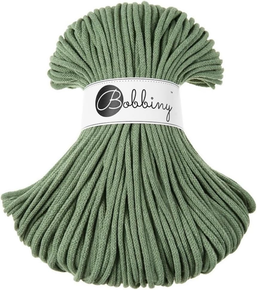 Premium 5mm Braided Macrame Cord (Eucalyptus Green) 108yds/330ft (100% Recycled Cotton)