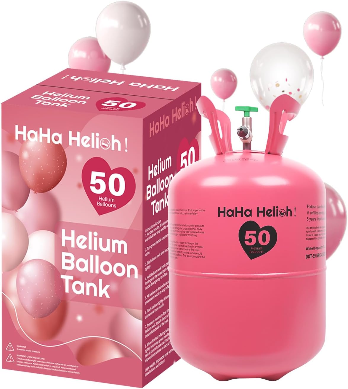Helium Tank For Balloons At Home,13L Helium Tank Up To 50 Latex Balloons, Includes Filling Nozzle, Ideal for Birthday, Wedding & Party Decoration