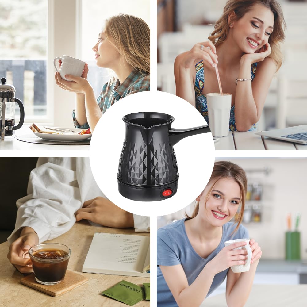 DASIAUTOEM Elektrische Kaffeekanne, Türkischer Kaffeekocher 500ML, Mokka Kaffeekannemit Griff, Espressokanne, Portable Kaffeekocher Haus Büro Reisen Hotel