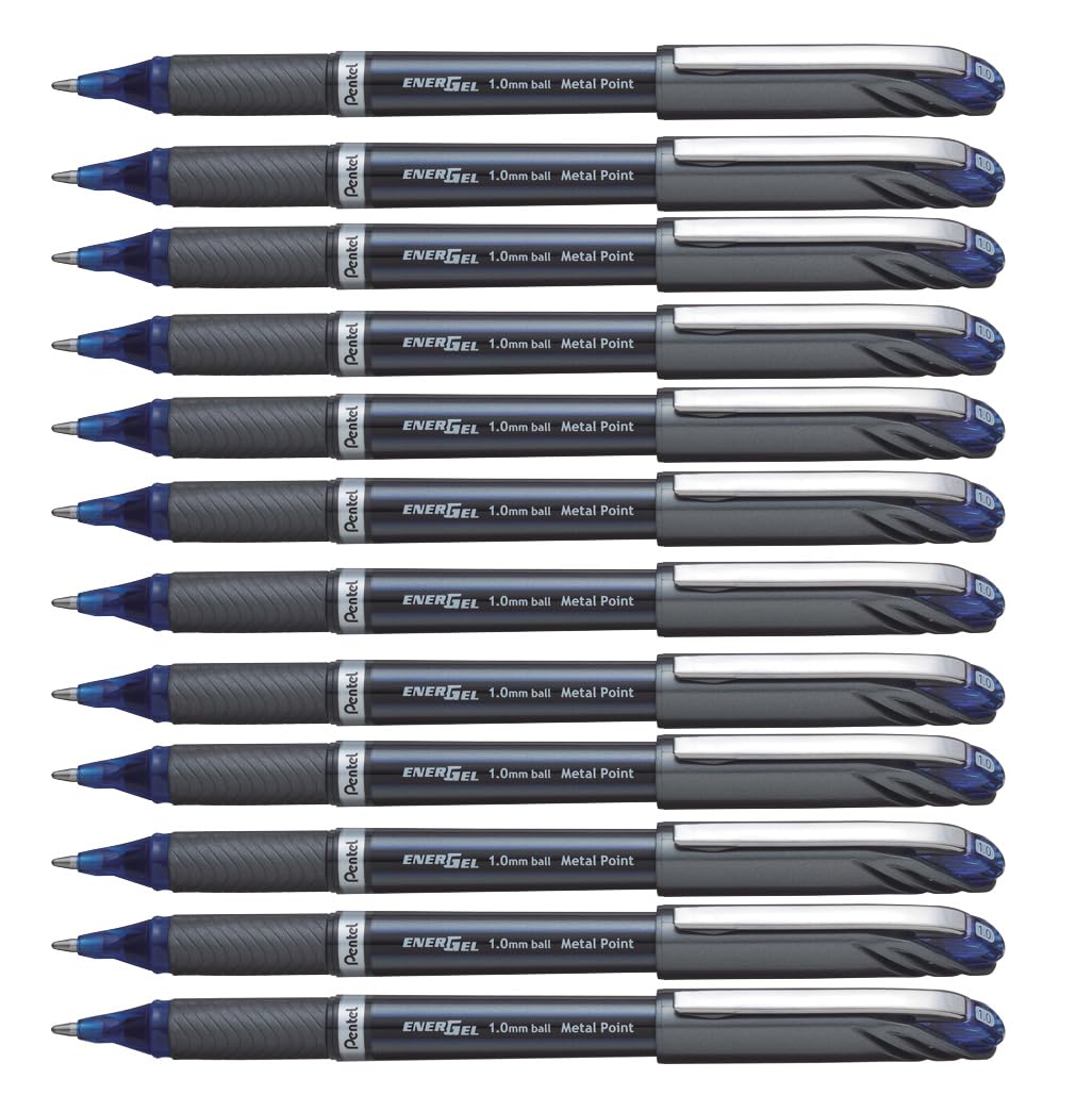 Pentel EnerGel Plus 1.0mm Rollerball - Blue Ink, (Pack of 12 Pens)