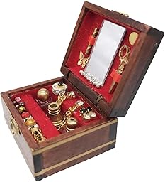 Wood Jewelry Box Display Case Furniture Furnishing, 1: 12 Dollhouse Miniature Ornament Craft Accessory, Doll House Furniture and Décor Professional Process