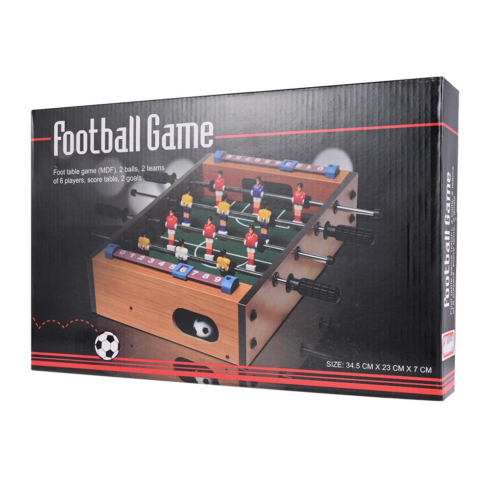 GOLDGE Calcetto da Tavolo, Calcetto Multigioco, Biliardino Calcio Balilla per Bambini e Adulti con 4 Palloni da Calcio, 34.5 * 23 * 8 cm, Legno, Multicolore