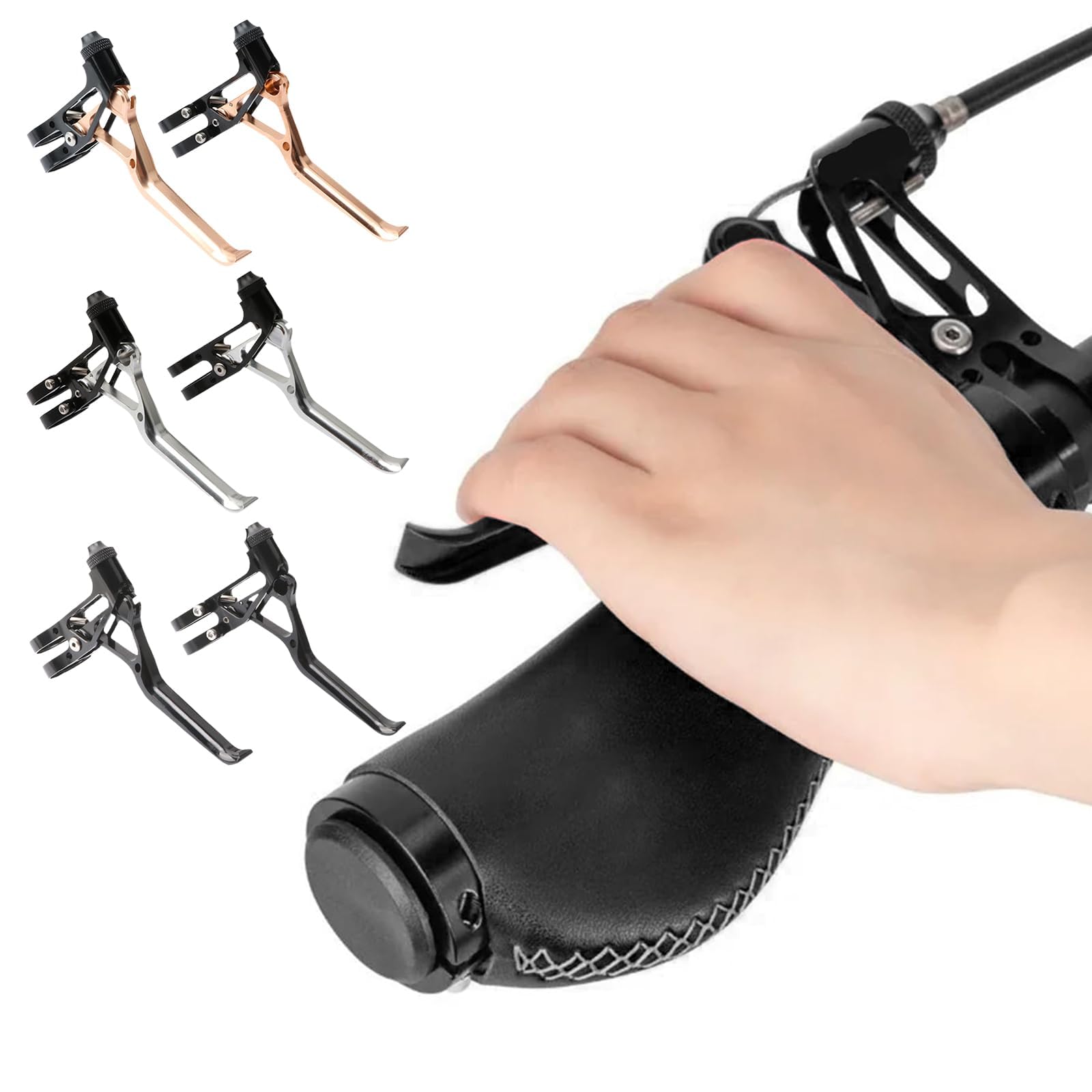 1 paio di leve del freno per bicicletta, ultraleggere, CNC, per BMX, bici da corsa, per MTB, mountain bike, bici da corsa, manubrio del freno (argento)