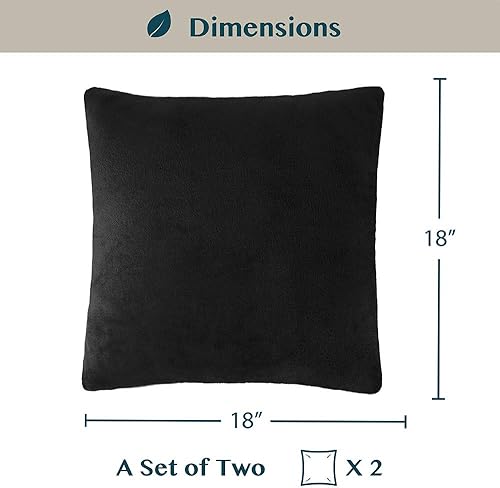 Miniatura 6 de PAVILIA Juego de 2 fundas de almohada negras de 18 x 18 pulgadas, fundas de almohada decorativas para cama, sofá, cojín decorativo bohemio para