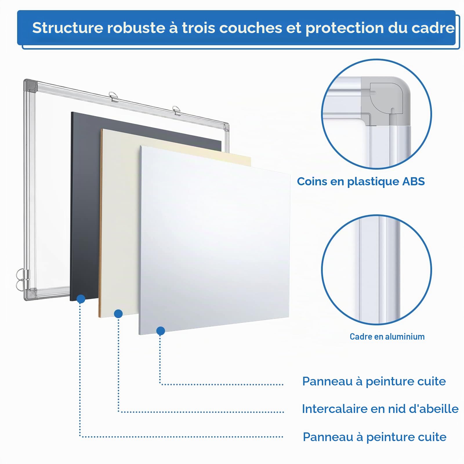 maxtek Tableau blanc magnétique mural de 75 x 50 cm, cadre en aluminium, tableau blanc léger avec plateau à stylos, tableau effaçable à sec pour la maison, le bureau, l'école