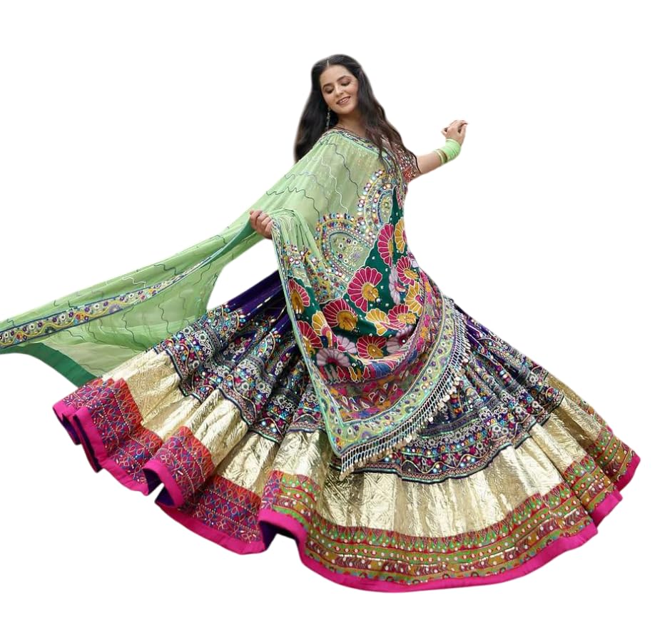 Indian Ready to wear digital print Navratri Chaniya Choli for Women mirror work Lehenga with Stitched Blouse