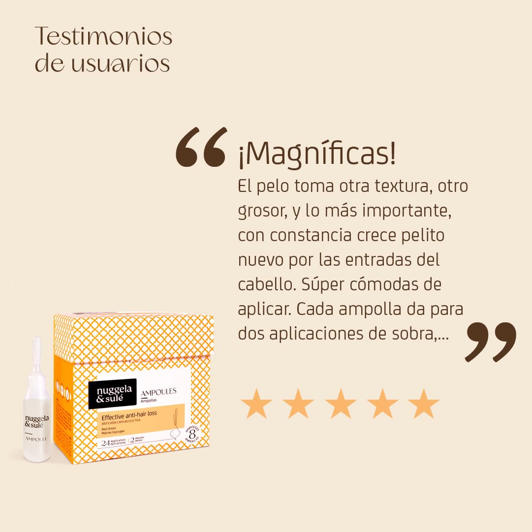 Nuggela & Sulé Ampolla Anti-Caída. Tratamiento Anticaída Efectivo 8 x 10 ml | Con extracto de cebolla roja. Fortalece y ayuda a frenar la caída del cabello. Reduce la caida del pelo en pocas semanas