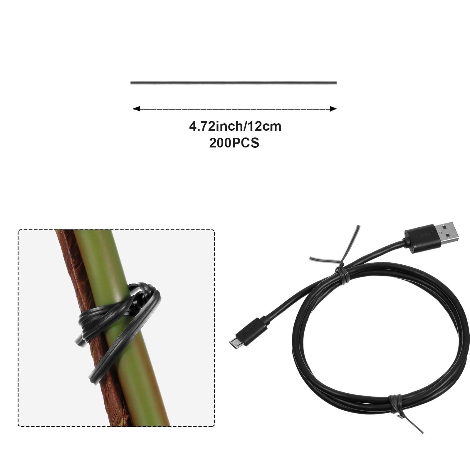 200 Fascette Flessibili Per Piante Da Giardino | Filo Metallico Rivestito Di Plastica | Legatura, Sostegno, Organizzazione Cavi - Foto 6