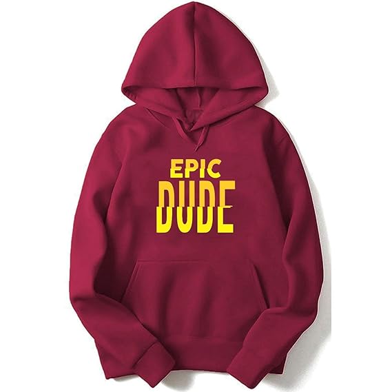 Hopcara Kids Unisex Winterwear Hoodie Epic Dude Sweatshirt Black with Kangaroo Pockets