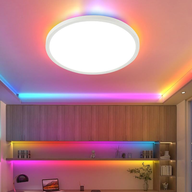 Luminária Led Inteligente wifi, Ajuste de Luz Tricolor de 24 W, R...