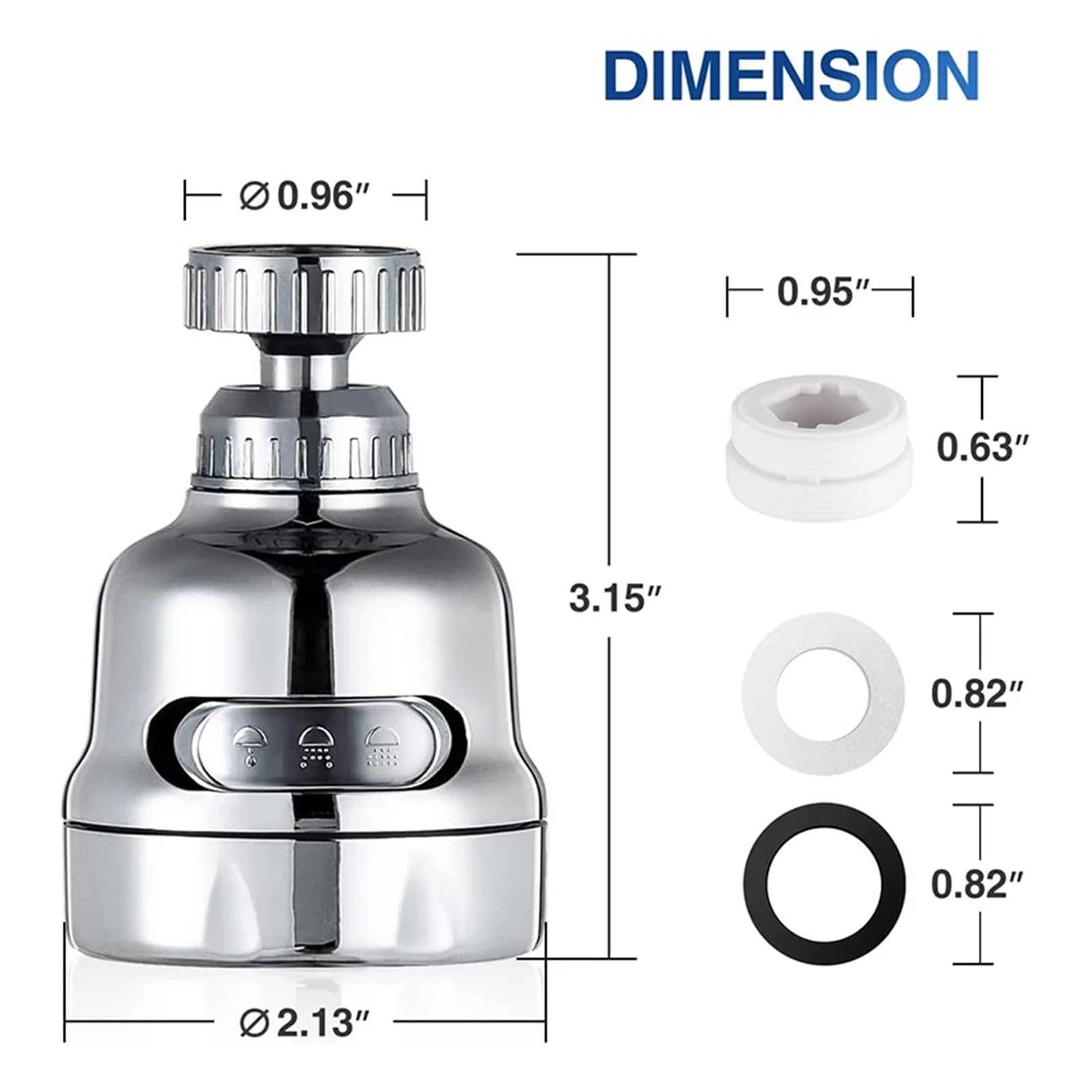Rubinetto da Cucina Girevole Regolabile, aeratore a 360 Gradi, ugello Filtro, diffusore, connettore per Rubinetto da Bagno a Risparmio idrico, Facile Installazione
