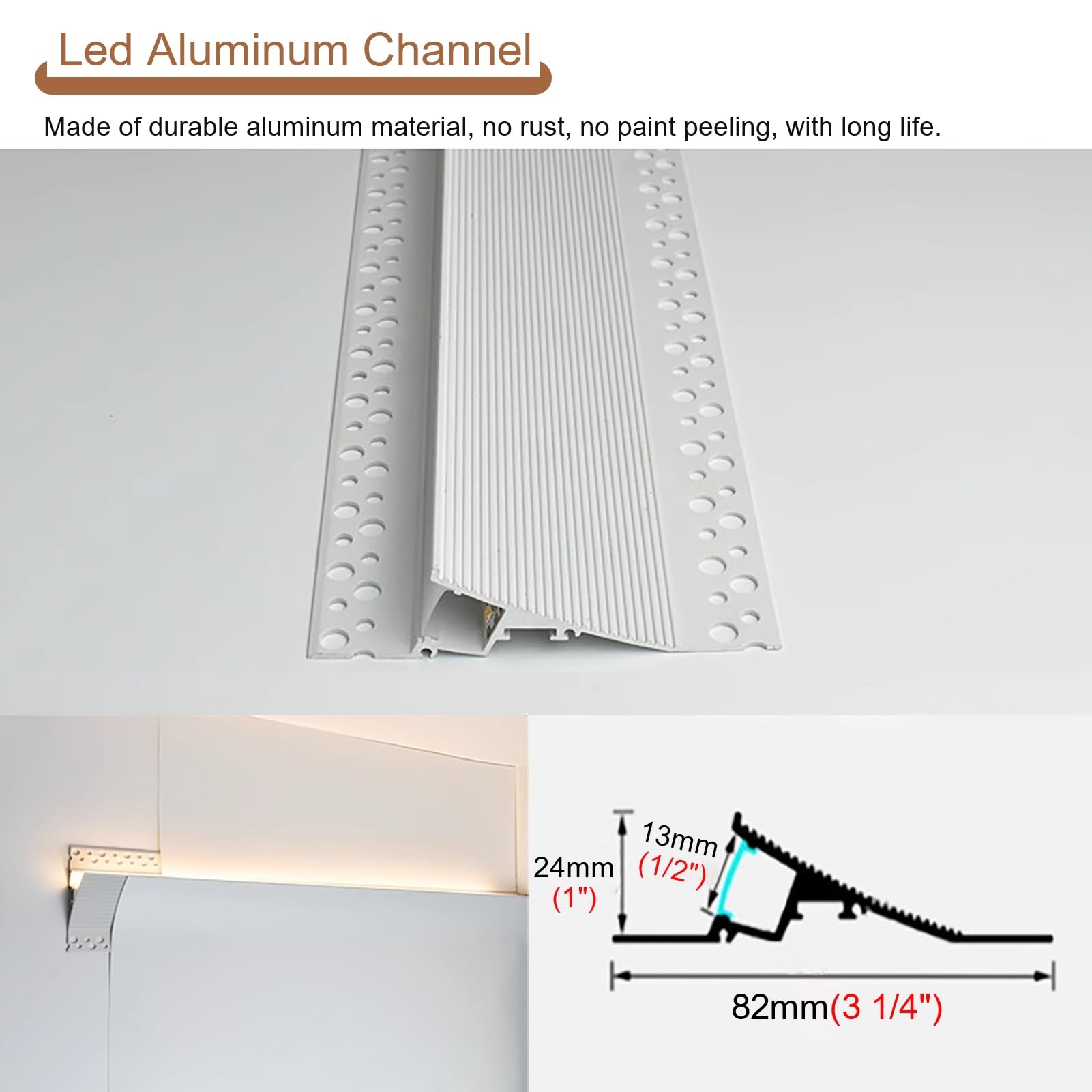 Profili per Strisce LED Cornice a Soffitto con Canale per Illuminazione, Larghezza 8 cm Cornice Decorativa a Gola per Illuminazione Indiretta a LED Striscia LED Flessibile(2m/6.6ft)