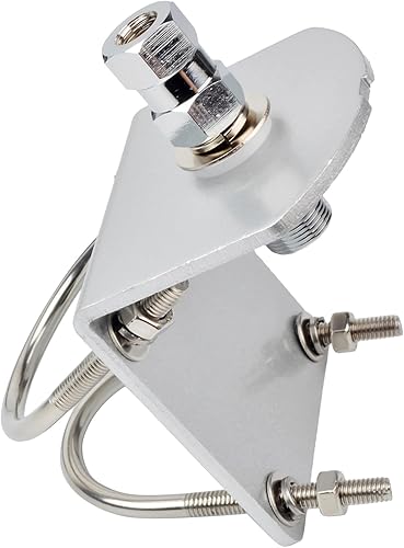 HYS Soporte universal de antena CB con perno SO239, kits de montaje en poste de mástil de antena resistente, 2 piezas, soporte de abrazadera de