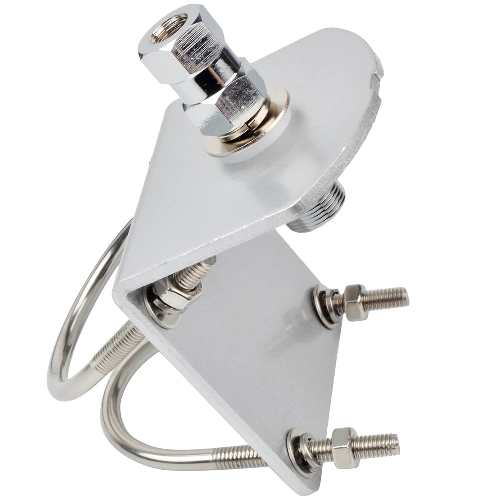 HYS Universal CB Antenna Mount W/ SO239 Stud, Antenna Mast Pole Mount Kits Heavy Duty 2pcs U-Bolt Clamp Bracket, L-Bracket with 10mm(APPR. 0.39inchs)