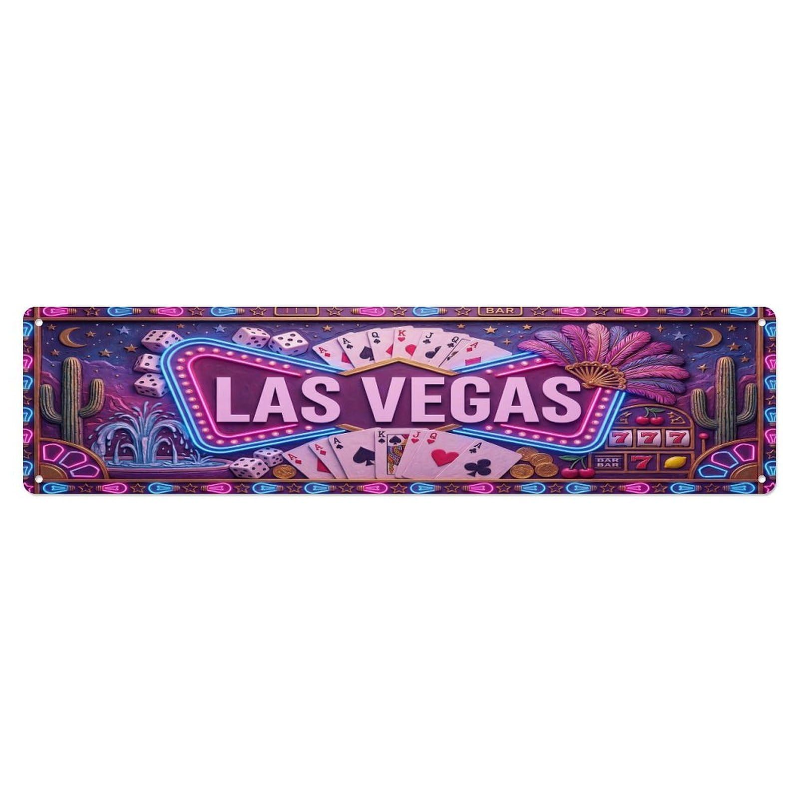 Vintage Las Vegas USA Flag Pattern Metal Tin Sign