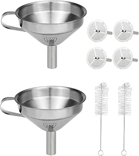 Resin Funnel, 2 Pack Resin Filter Funnel with Strainer 3D Printer Stainless Steel Resin Funnel for Filtering and Recycling UV SLA/DLP/LCD Photosensitive Resin, with Cleaning Brush