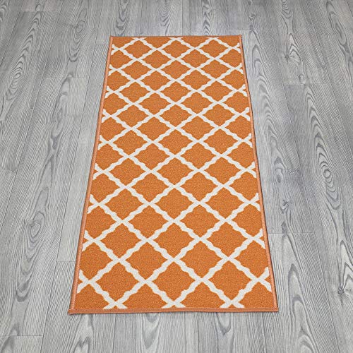 Ottomanson Glamour Collection Non-Slip Rubberback Moroccan Trellis Design 2X5 Indoor Runner Rug, 20" X 59", Orange #TOP1