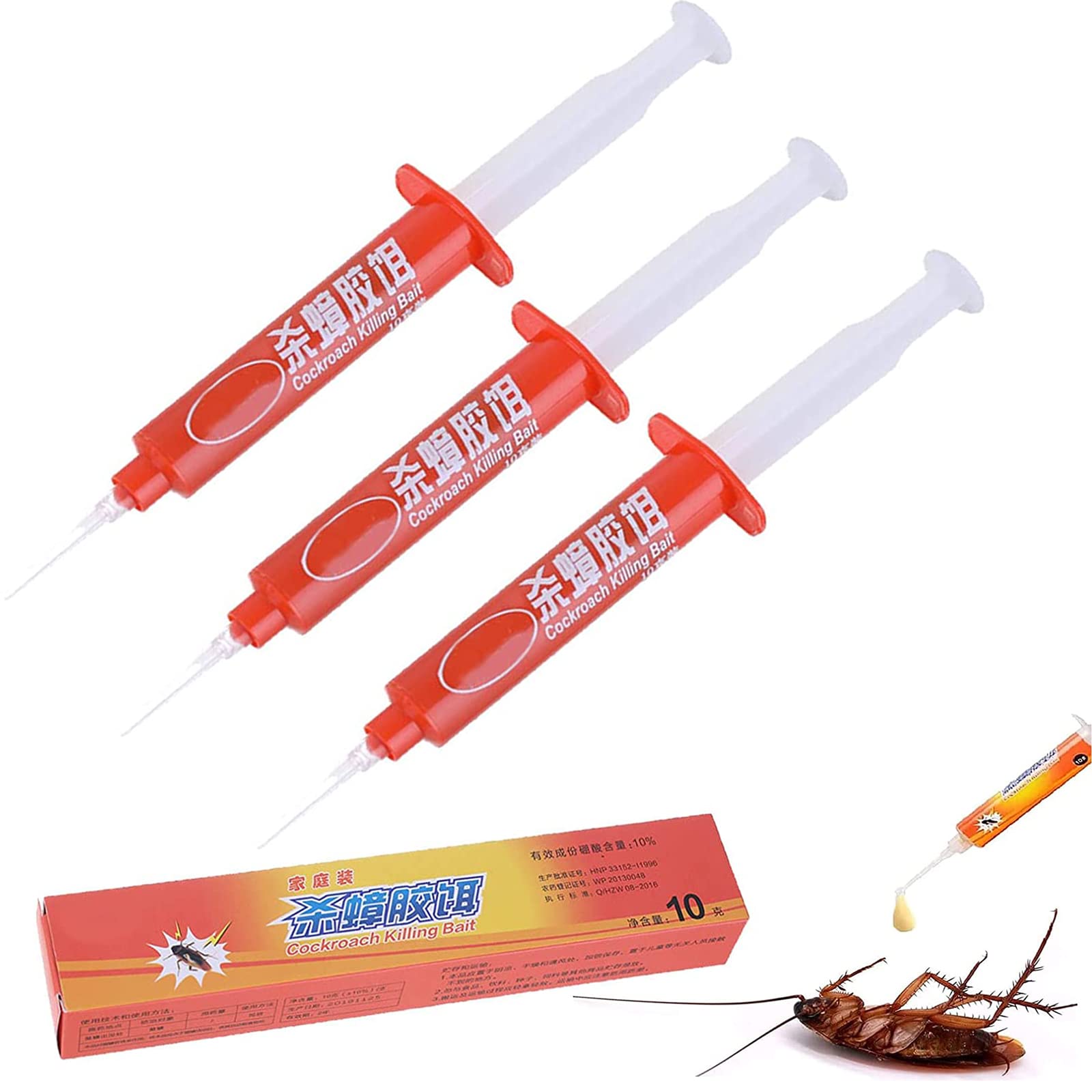 Roach Trap Master - Cockroach Killer Gel Bait - Powerful Cockroach Gel Bait, Cockroach Eliminator Gel,10g (3PCS)