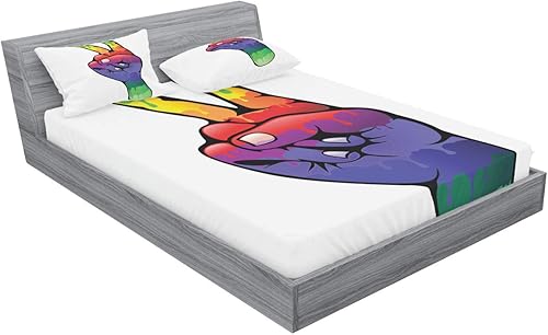 Miniatura 283 de Ambesonne Juego de sábanas bajeras y fundas de almohada con diseño de gato durmiendo en luna creciente, estrellas, sueños nocturnos, juego de ropa