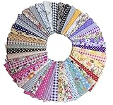 longshine-us Premium Cotton Craft Fabric Bundle Squares Patchwork Lint DIY Sewing Scrapbooking Quilting Dot Pattern Artcraft (50pcs 4
