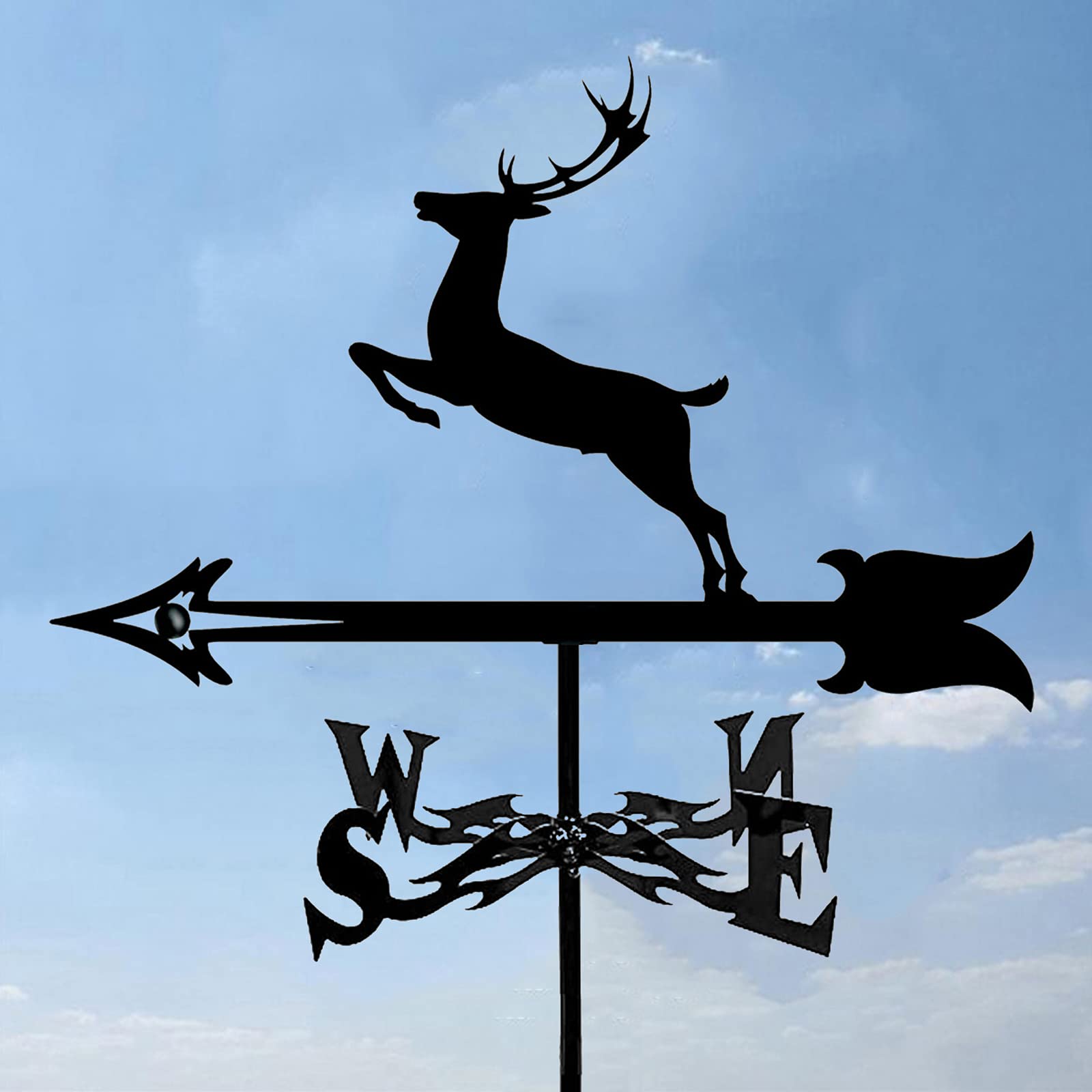 WIQUYBML Stainless Steel Weathervane, Durable Farm Scene Garden Stake Wind Vane Direction for Yard Ornament/Deer/50 * 35Cm