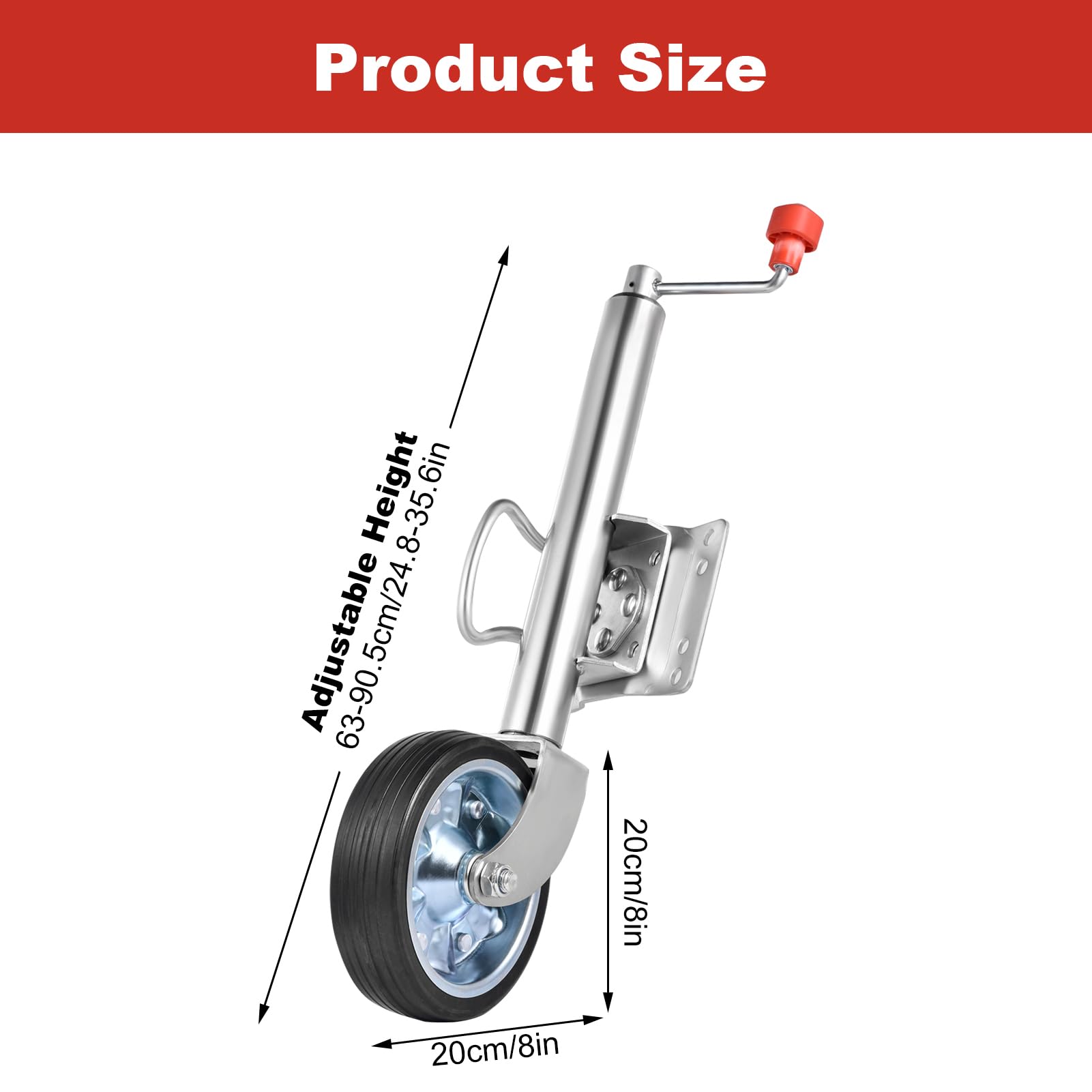 Cric de remorque pivotant, roue en caoutchouc plein pour remorque de bateau, 680 kg, pour camping-car, bateau