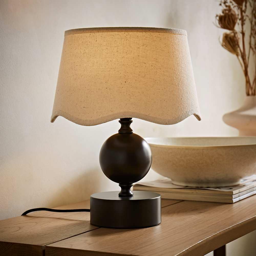 Valuelights Anthony Candlestick Table Lamp With Linen Scallop Shade And Bulb from B&Q
