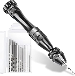 LEOBRO Hand Drill for Resin Molds, 12 cm Black Mini Pin Vise with 10 PCS...