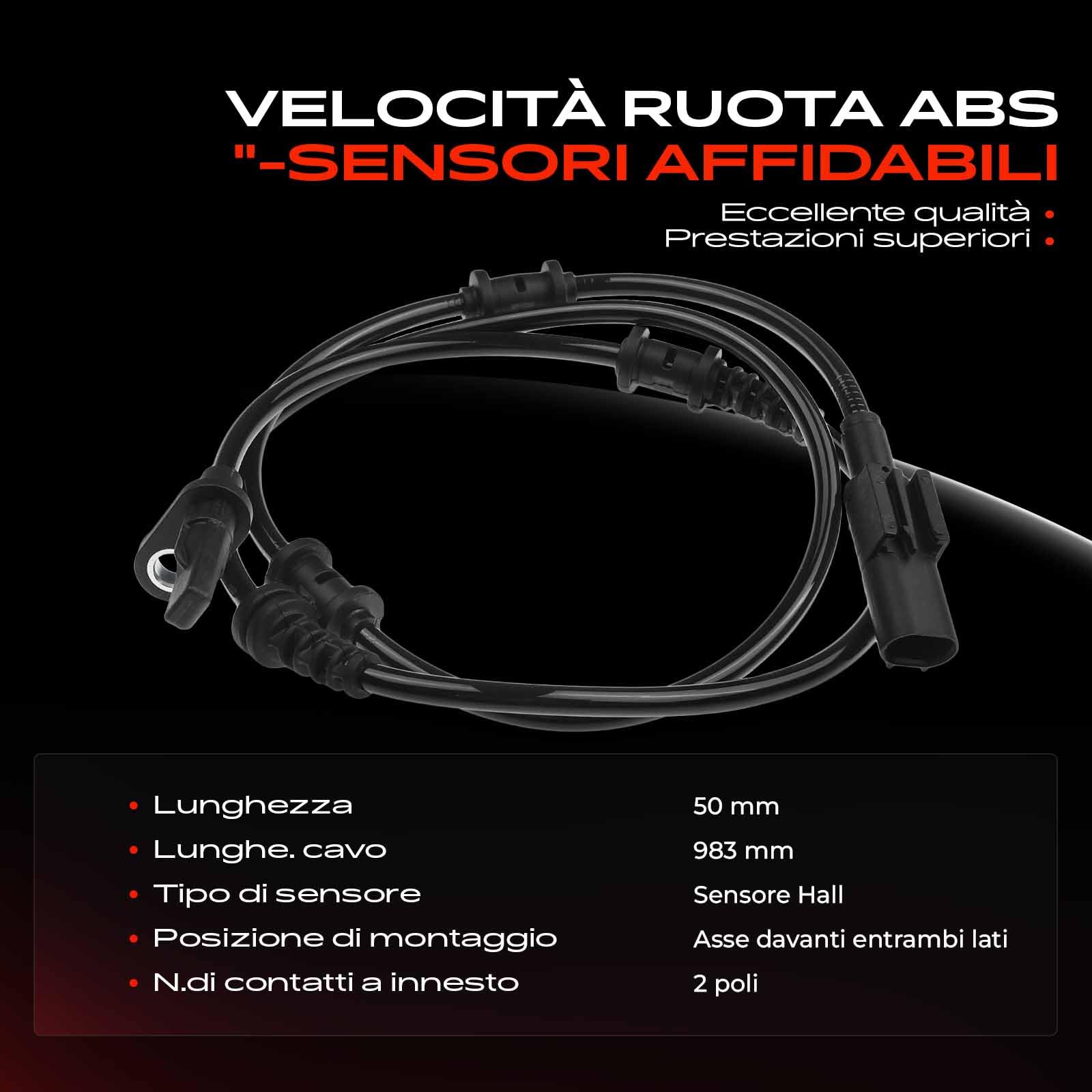 Frankberg Sensore Velocità Ruota ABS Sensore ABS 2-Poli Compatibile con B-Class W242 W246 GLClasse A X156 Classe A W176 CLA Shooting Brake X117 CLA Coupé C117 Replace# A2465402510